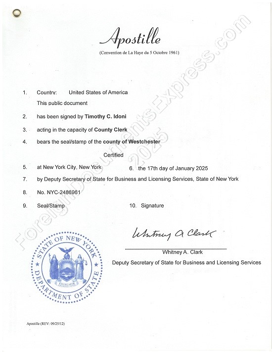 New York apostille